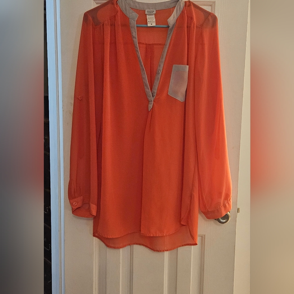 Vintage Charming Charlie Sheer Orange Blouse
